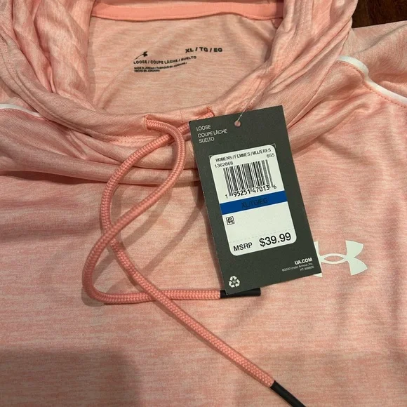 NWT.....Sporty Under Armour Women's neutral Pink Hoodie size XL. Closet staple - Picture 2 of 2